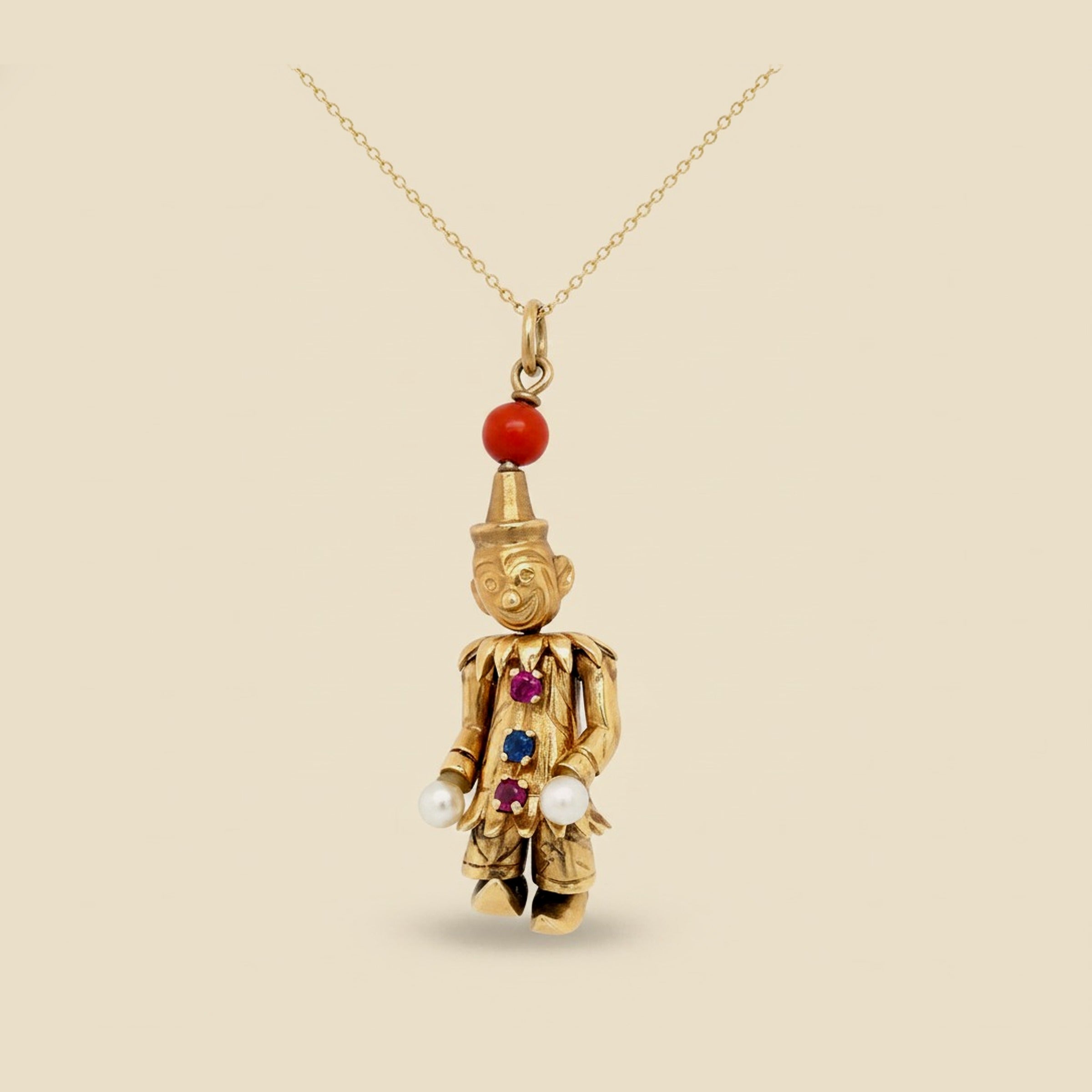 Yellow Gold Whimsical Jester Charm Pendant